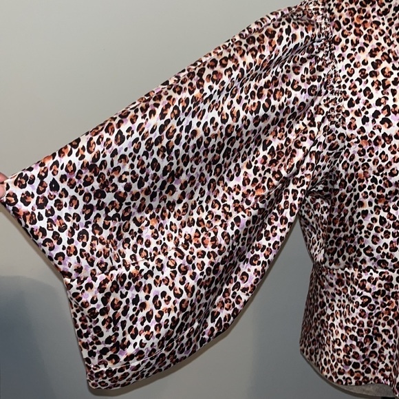Topshop WATERCOLOR blouse in pink leopard print size 12 - Picture 5 of 11